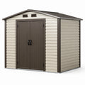 Abri de jardin en plastique beige et marron 310x230x210 cm avec double porte