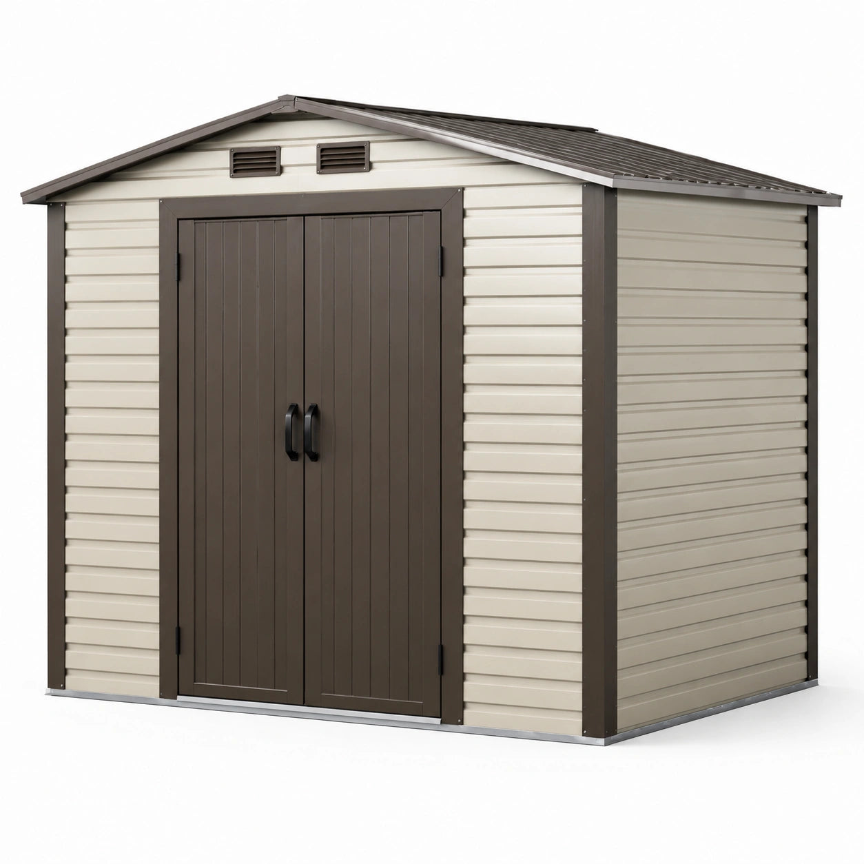 Abri de jardin en plastique beige et marron 310x230x210 cm avec double porte