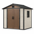 Abri de jardin en plastique avec fenêtre 185x152x226 cm brun et beige