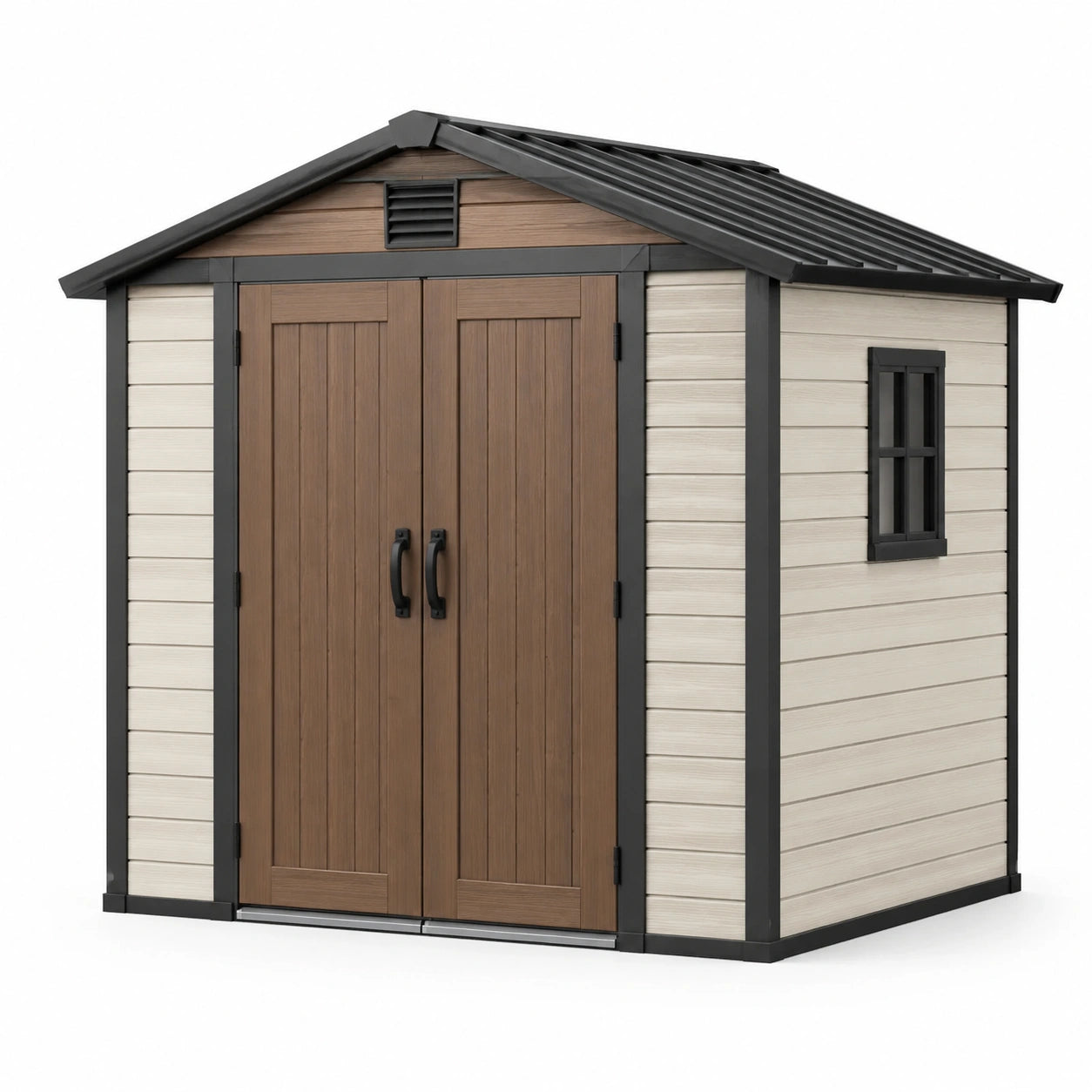 Abri de jardin en plastique avec fenêtre 185x152x226 cm brun et beige