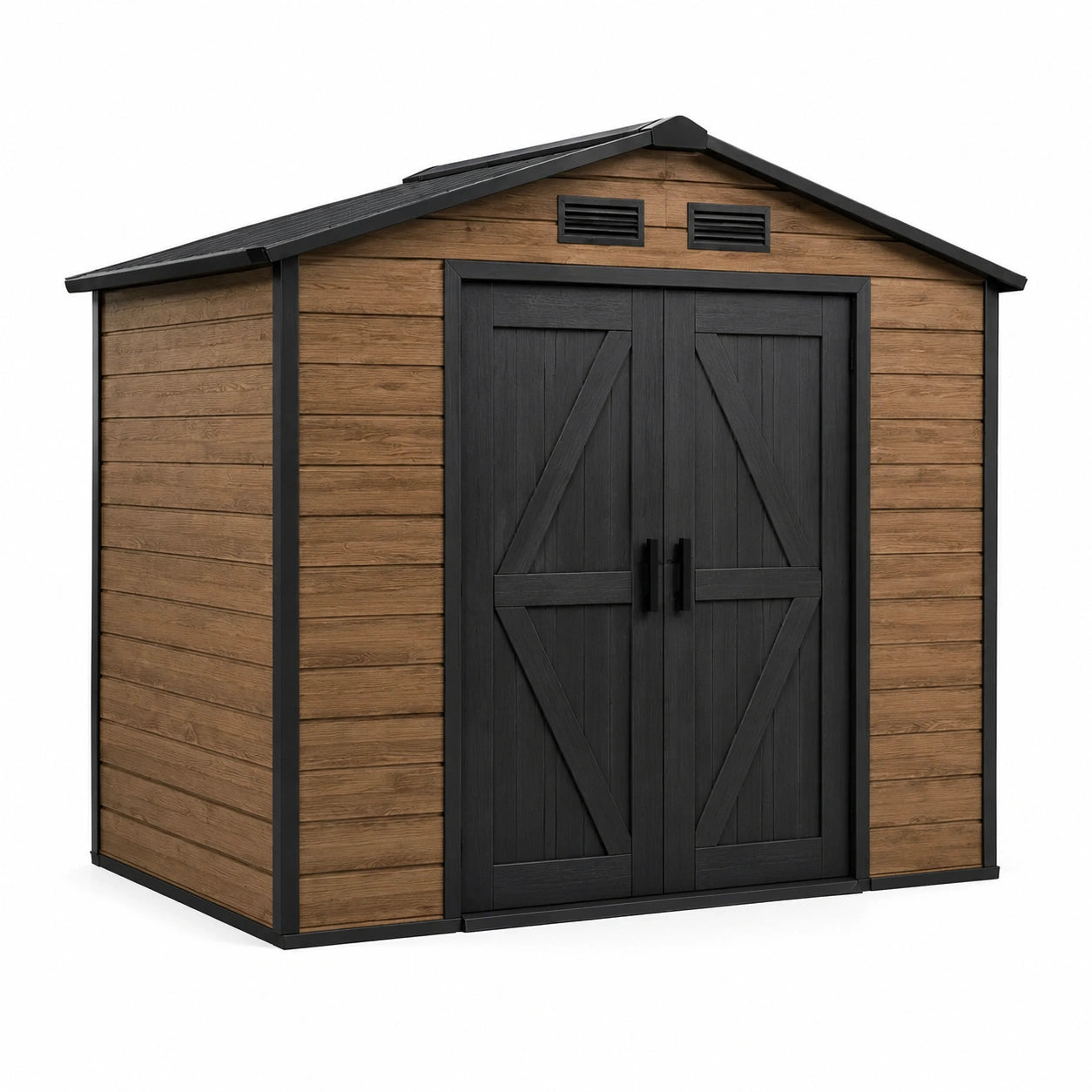 Abri de jardin en résine marron et noir 200x190x215 cm