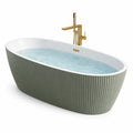 Baignoire îlot acrylique avec robinetterie en laiton doré