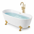 Baignoire îlot ovale en acrylique avec pieds dorés, 170x75x60 cm