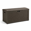 Coffre de rangement en plastique tressé brun