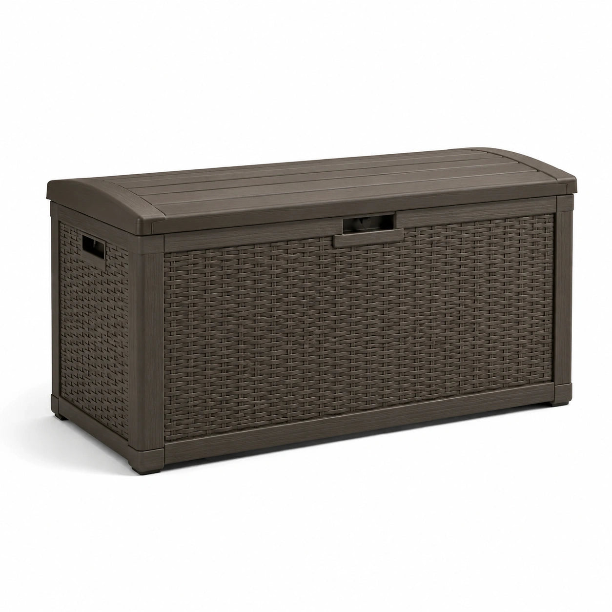 Coffre de rangement en plastique tressé brun