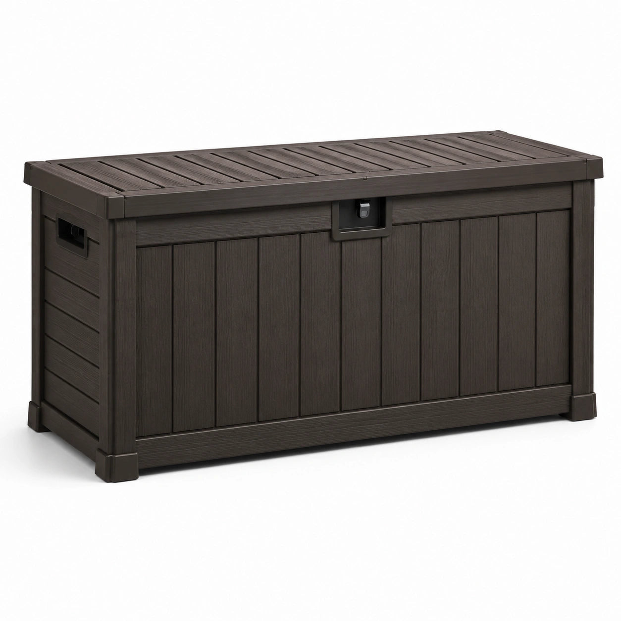 Coffre de rangement extérieur en plastique polypropylène marron