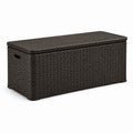 Coffre de rangement en résine tressée marron 120 cm