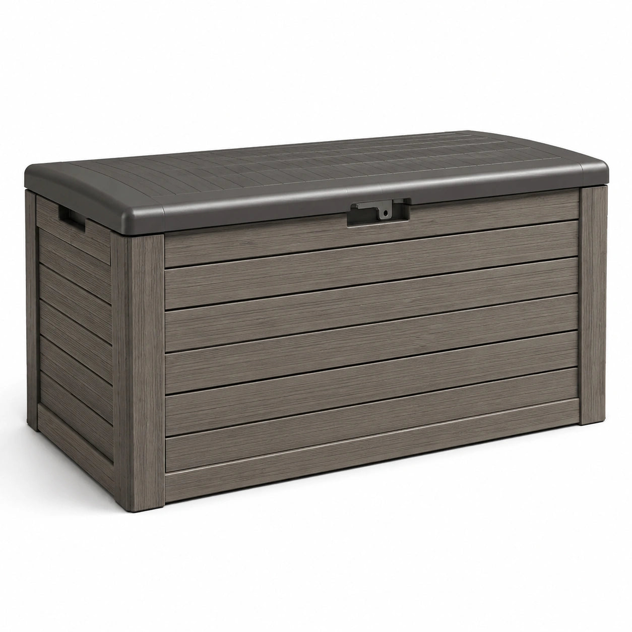 Coffre de rangement extérieur en plastique polypropylène gris 117x45x57cm