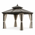 Pavillon extérieur en métal avec toit en aluminium et rideaux en polyester 3x3m
