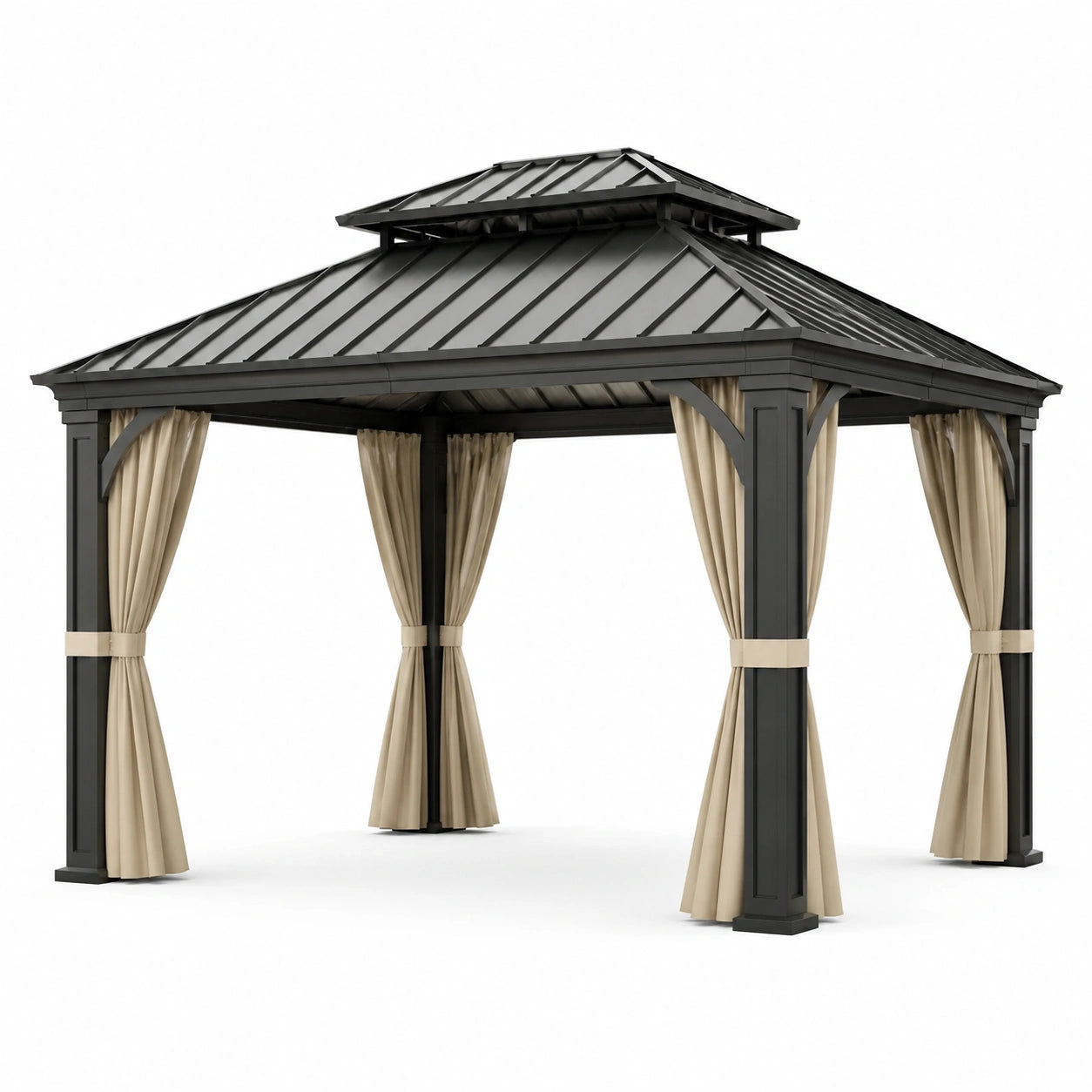Pavillon en acier avec rideaux en polyester 400x300x300 cm