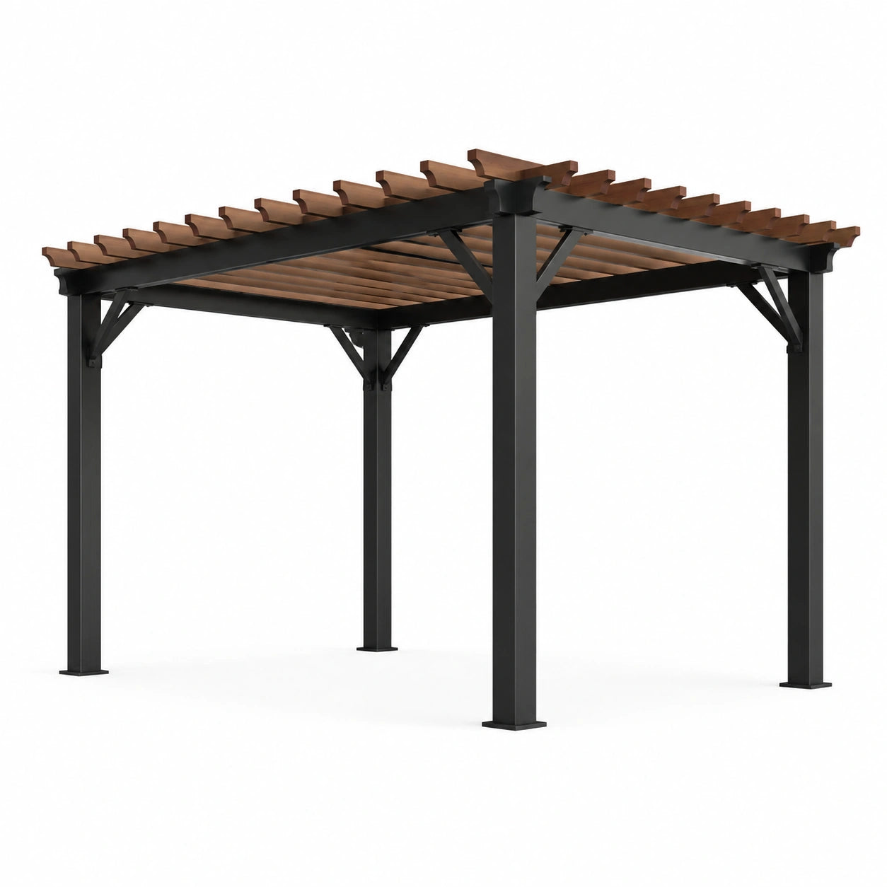 Pergola en aluminium et bois composite marron/noir