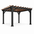 Pergola de jardin en métal et bois noir/marron