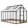 Serre en aluminium avec verre trempé et cadres en bois 375x185x209 cm