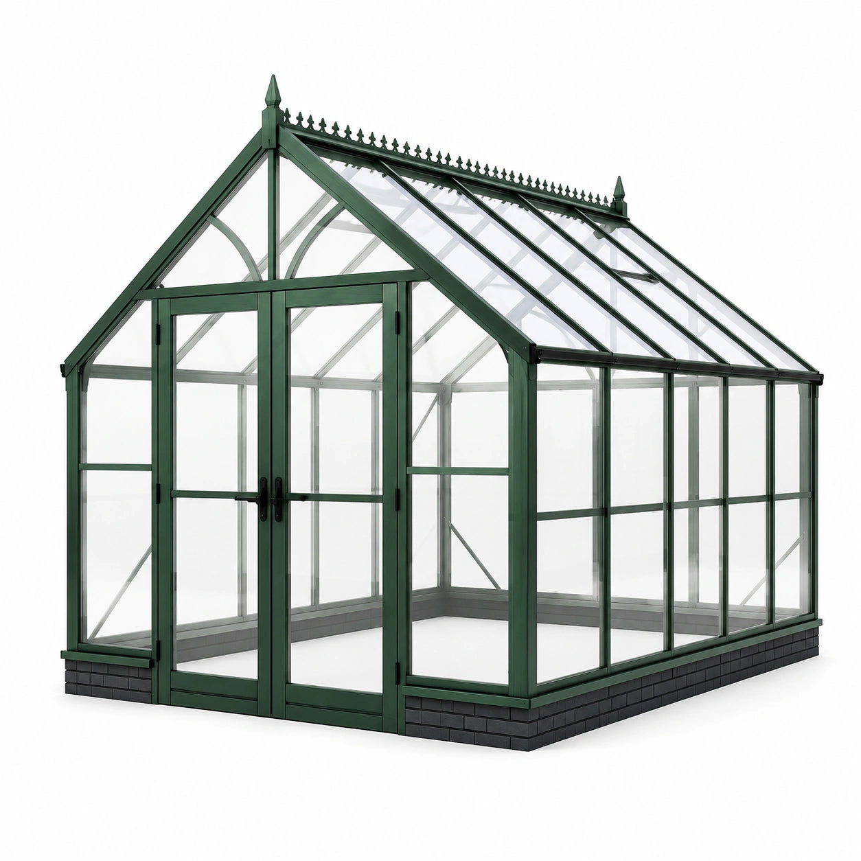 Serre de jardin en aluminium et verre trempé 250x300x230cm vert foncé